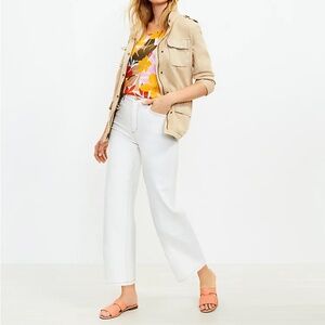 Loft wide leg cropped jeans in Ecru